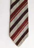 Mens sparkly Terylene tie vintage 1950s classic striped silver red and brown